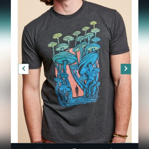 Mushroom Forest Walk Psychedelic Grey Tee Shirt Earthbound Curbside New Tags M - Picture 3 of 3